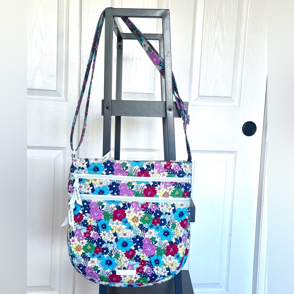 Vera Bradley Trio Zip Hipster Crossbody Bag "Far Out Floral" Print